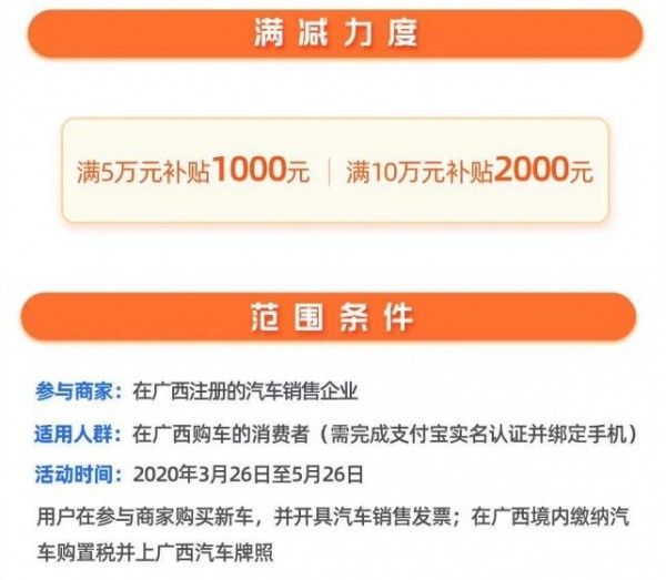 每辆车最高2000元 广西购车有补贴了