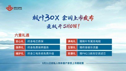 新能源枫叶30X新车上市 售6.88万起